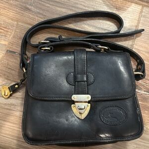 Vintage Genuine Leather Red Goose Crossbody Black Leather Bag